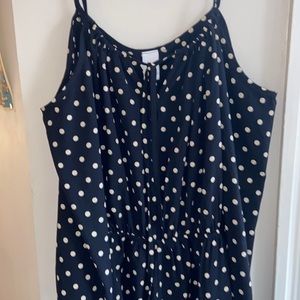 “Swell” off the shoulder polka dot romper! Size Medium, adjustable straps.